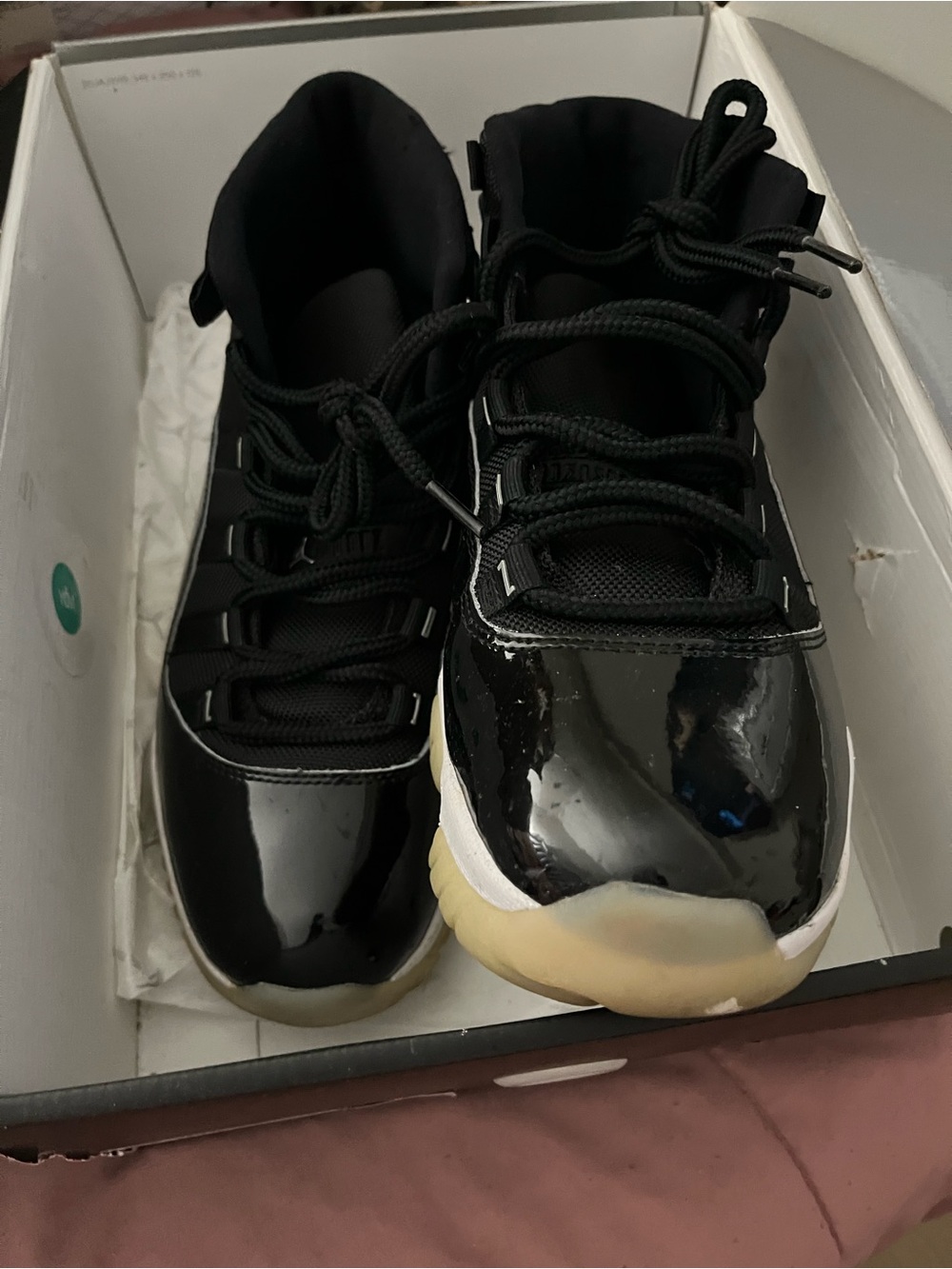 Jordan Women's/Unisex Black Patent Leather High-Top Sneakers with Cream Sole